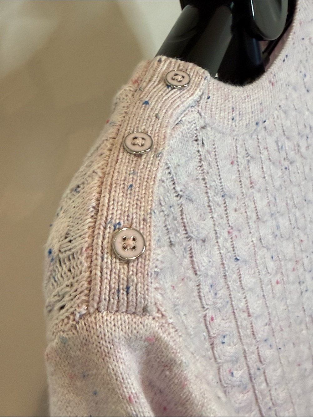 Talbots Plus 3X Pink Cable Knit Confetti Speckled Sweater - Picture 6 of 10